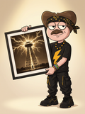 ZAPP mascot presenting the Completed Tower art print