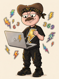 ZAPP mascot with the Signal Spreaders stickers
