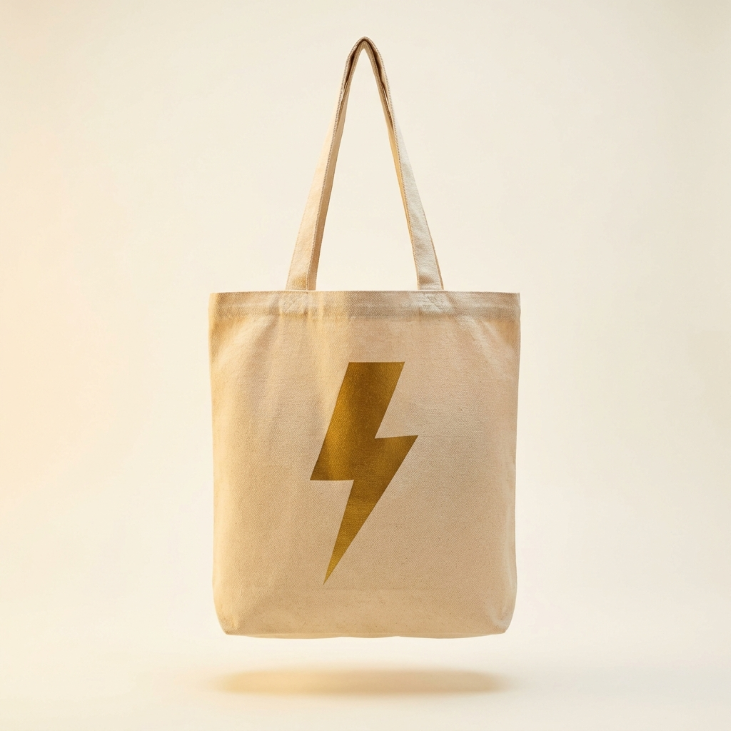 ZAPP canvas tote with the gold bolt