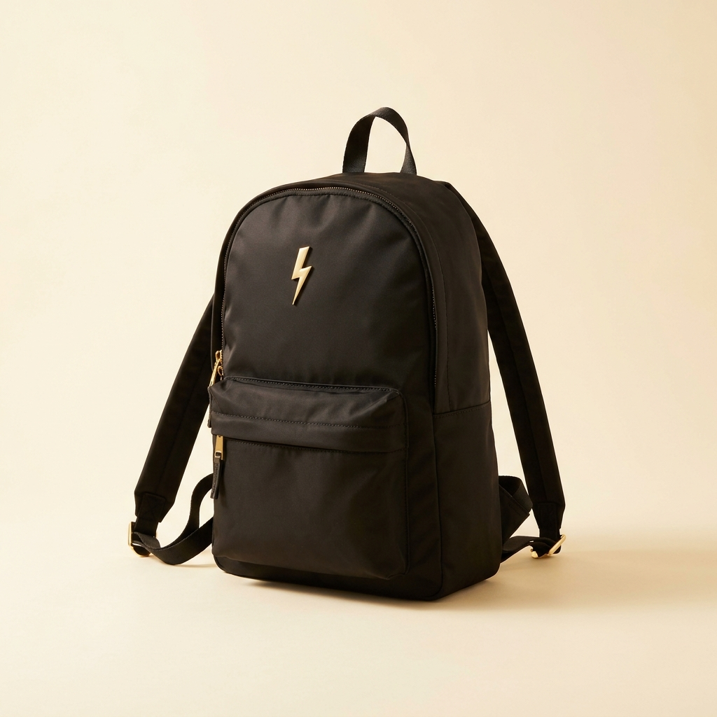 ZAPP backpack in matte black with gold bolt